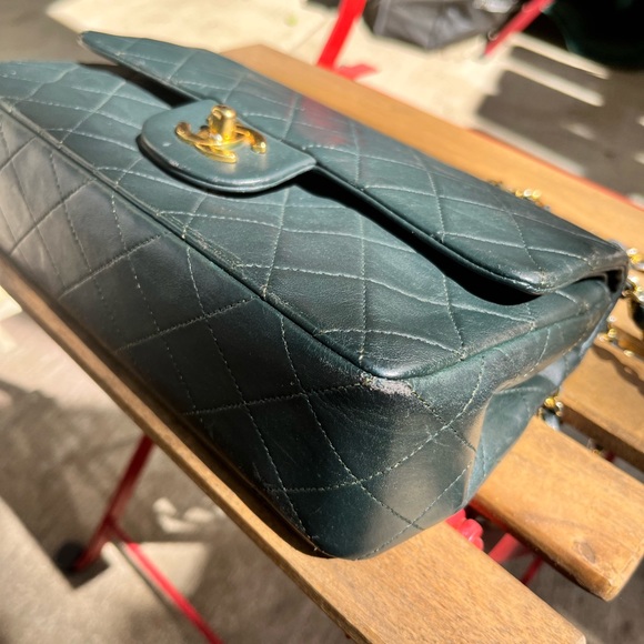 Forest green small Chanel double flap - Picture 11 of 12